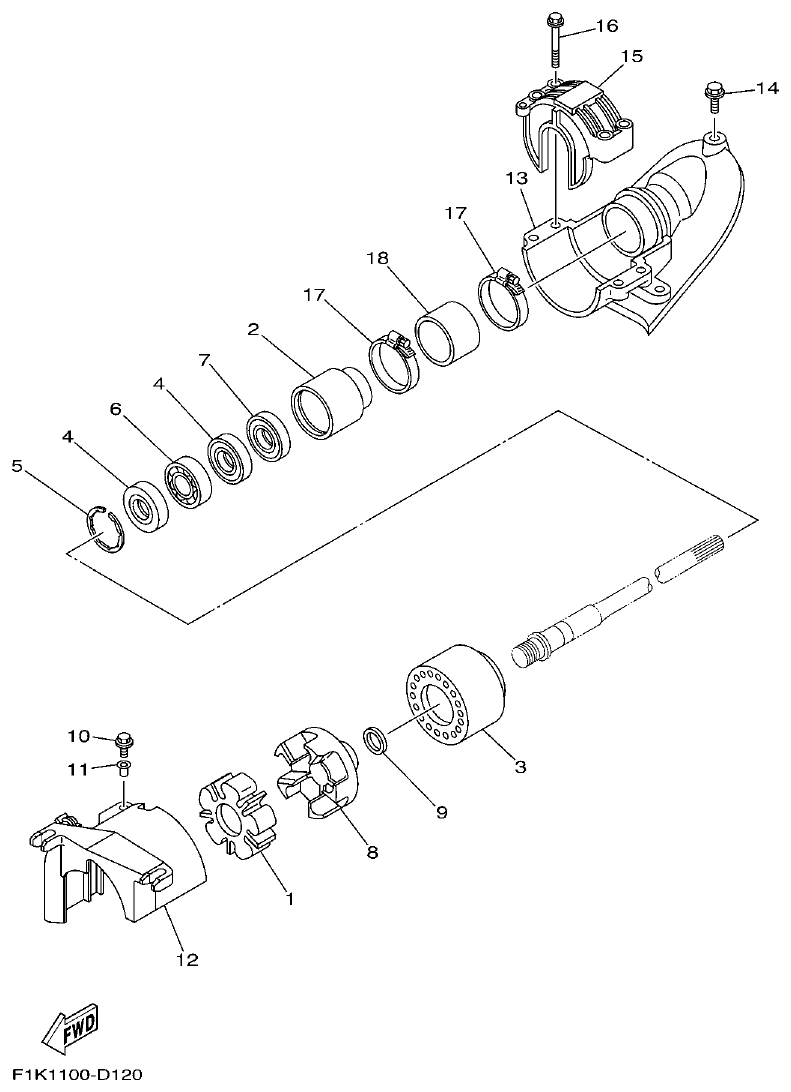 Yamaha F1KB JET UNIT 2 parts diagram